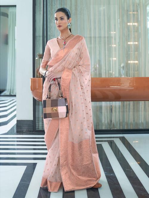 zari work woven saree with blouse - 19505803 - Very Small Image - 1