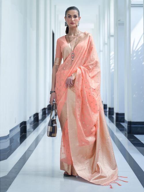 zari work woven saree with blouse - 19505806 - Very Small Image - 1