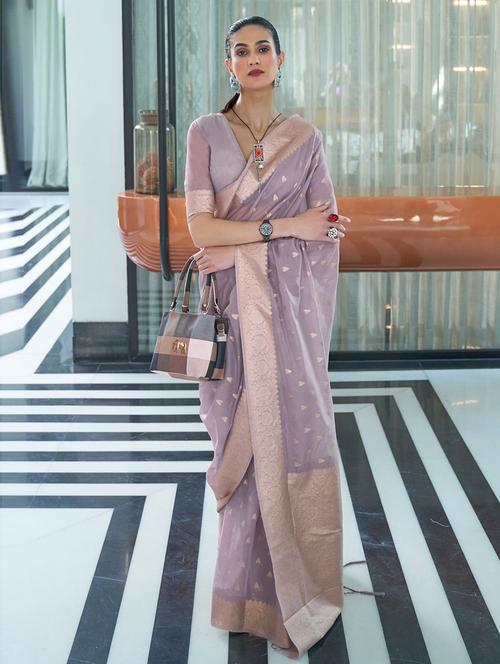 zari work woven saree with blouse - 19505808 - Very Small Image - 1