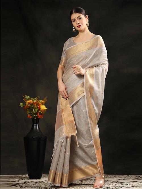 zari work woven saree with blouse - 19505813 - Very Small Image - 1
