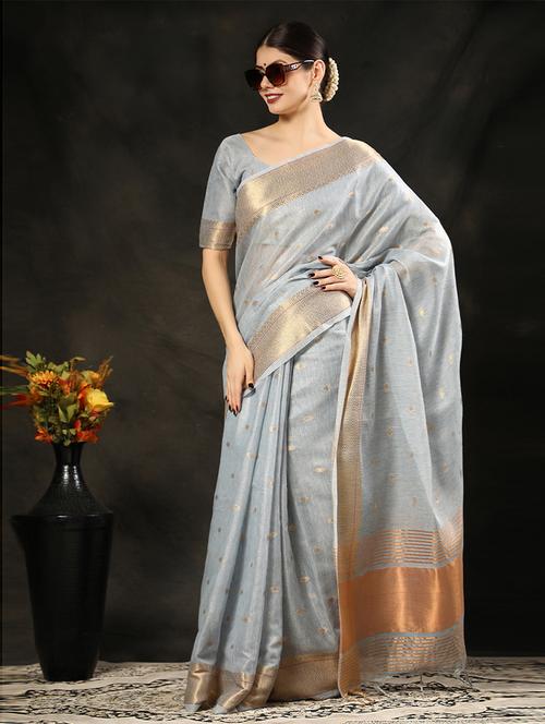 zari work woven saree with blouse - 19505814 - Very Small Image - 1