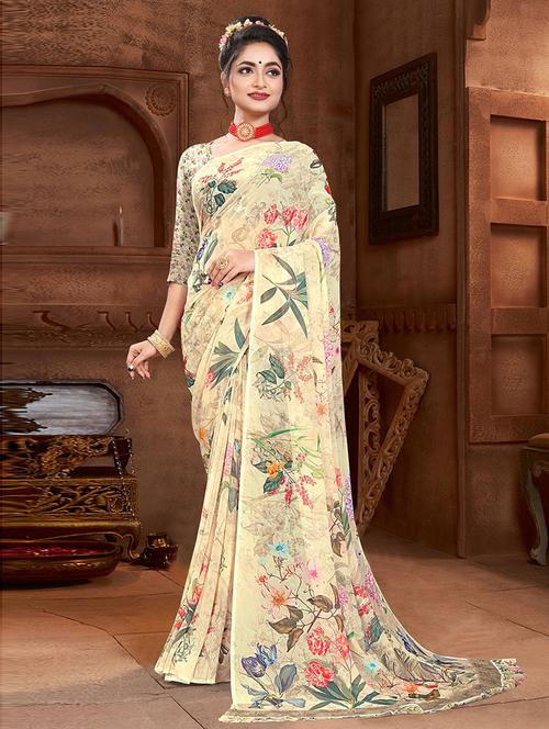 floral printed saree - 19505821 - Very Small Image - 1