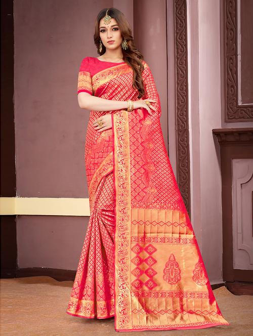 zari work woven saree with blouse - 19505827 - Very Small Image - 1