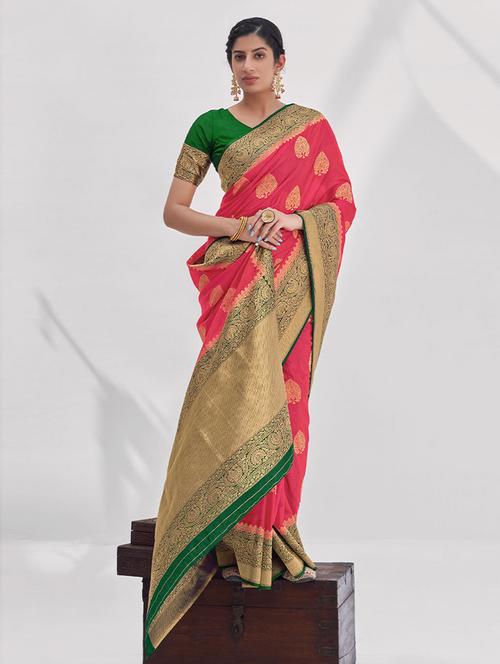 zari work woven saree with blouse - 19505832 - Very Small Image - 1