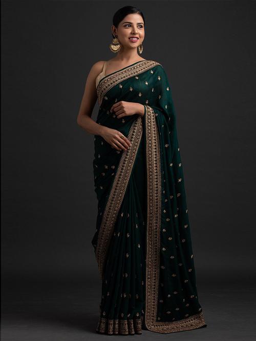 embroidered bordered saree - 19505838 - Very Small Image - 1
