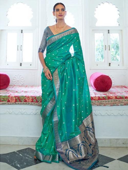 solid banarasi saree - 19505840 - Very Small Image - 1