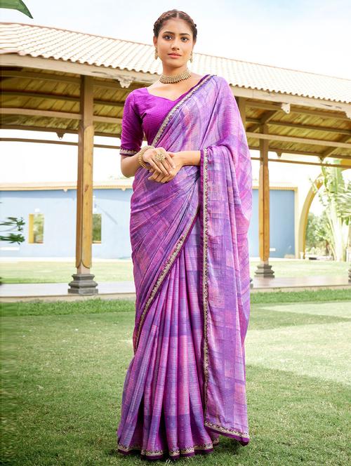 printed bordered saree - 19505848 - Very Small Image - 1