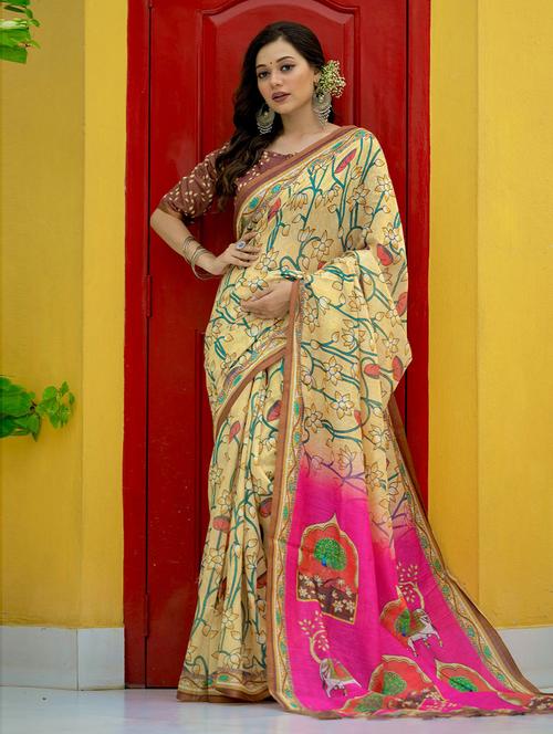 self-design printed saree with blouse - 19505879 - Very Small Image - 1