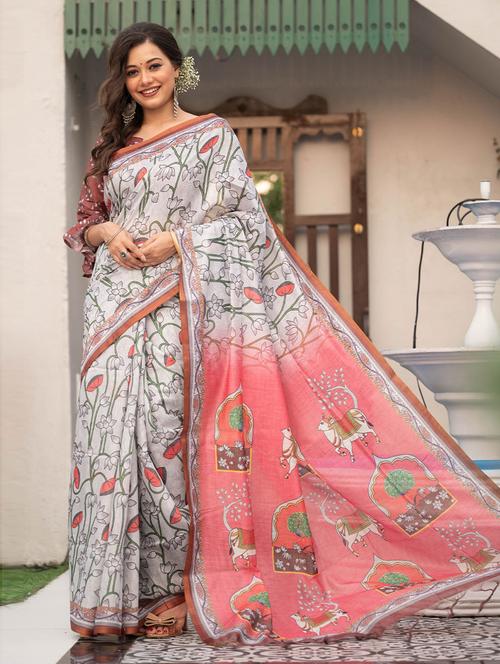 self-design printed saree with blouse - 19505881 - Very Small Image - 1