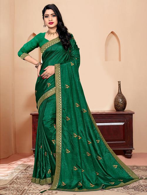 embroidered bordered saree - 19505885 - Very Small Image - 1