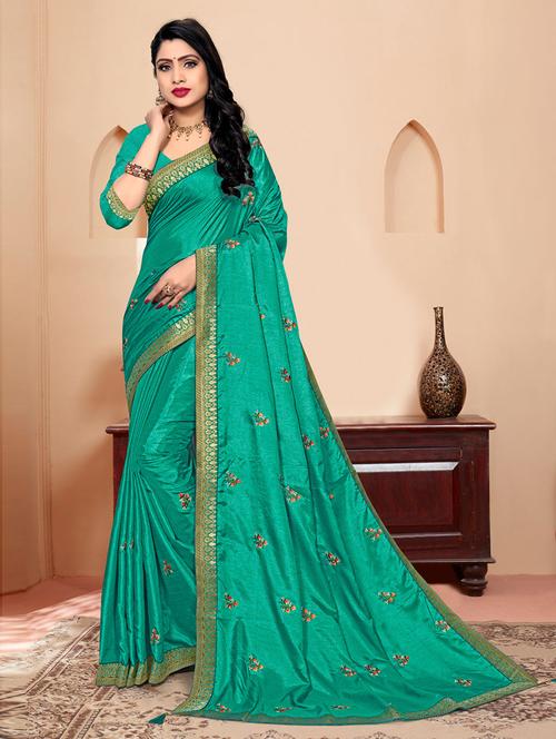 embroidered bordered saree - 19505890 - Very Small Image - 1