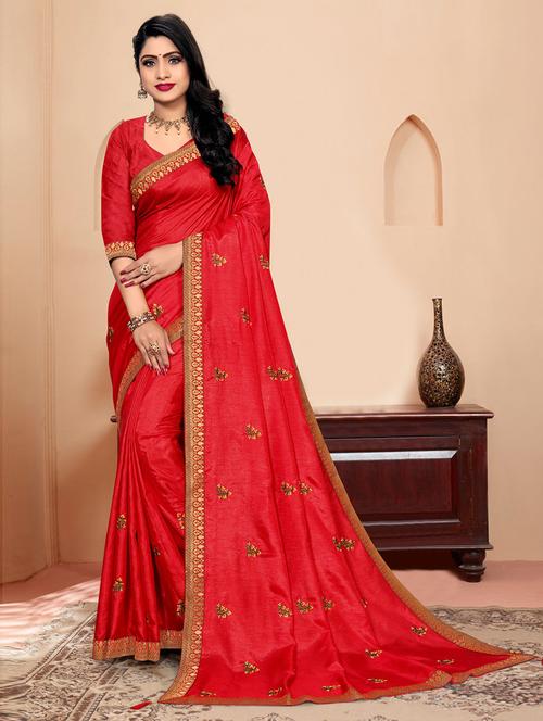 embroidered bordered saree - 19505891 - Very Small Image - 1