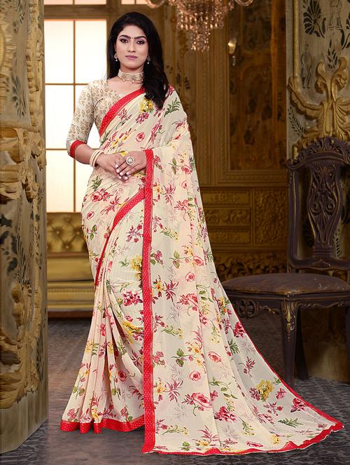 floral printed saree - 19505981 - Very Small Image - 1