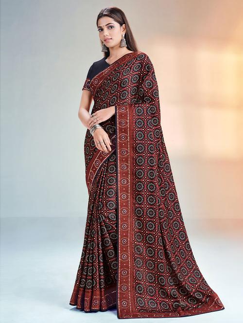 geometric print saree with blouse - 19506039 - Very Small Image - 1