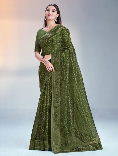 self-design printed saree with blouse - 19506044 - Very Small Image - 1