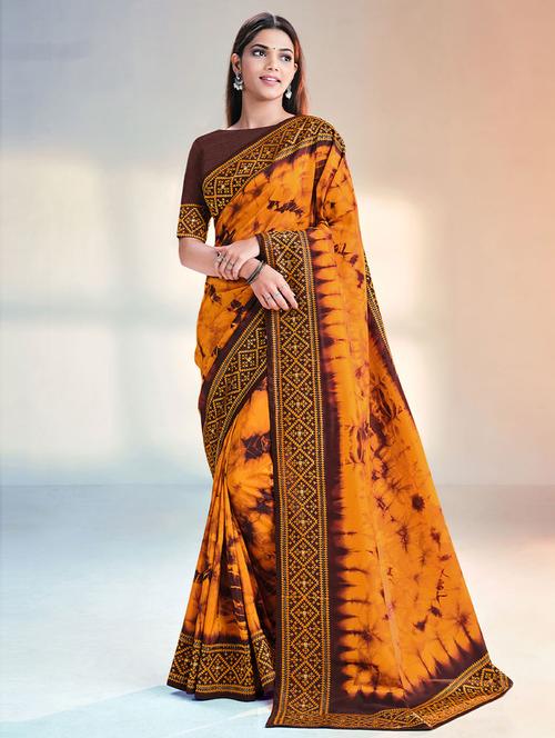 abstract printed saree with blouse - 19506045 - Very Small Image - 1