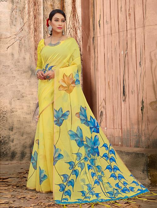 floral printed saree with blouse - 19506059 - Very Small Image - 1