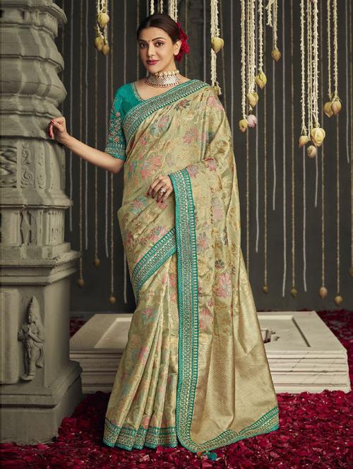 embroidered bordered saree with blouse - 19506082 - Very Small Image - 1