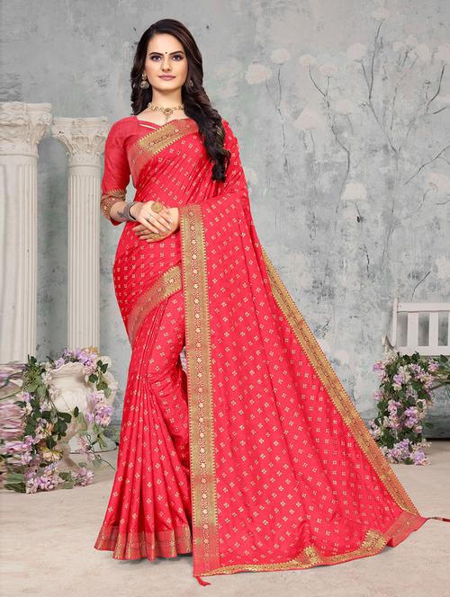 solid bordered saree with blouse - 19506097 - Very Small Image - 1
