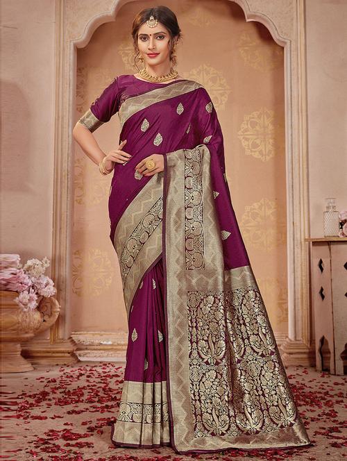 floral banarasi saree - 19506148 - Very Small Image - 1