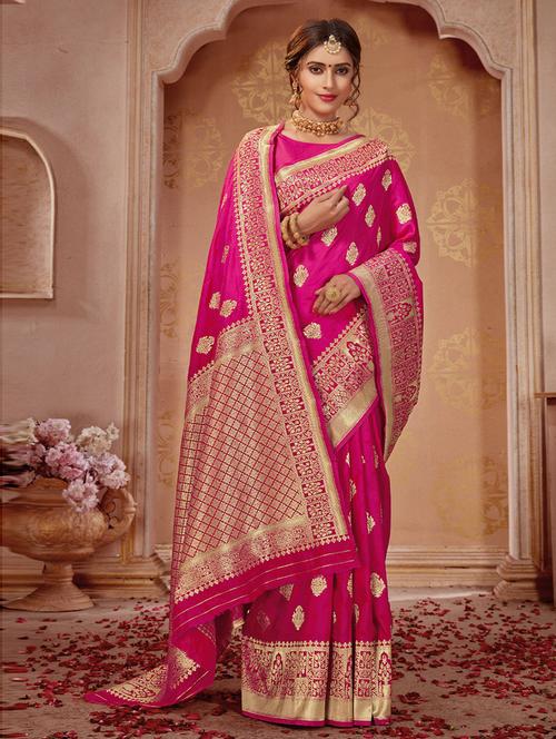 floral banarasi saree with blouse - 19506149 - Very Small Image - 1