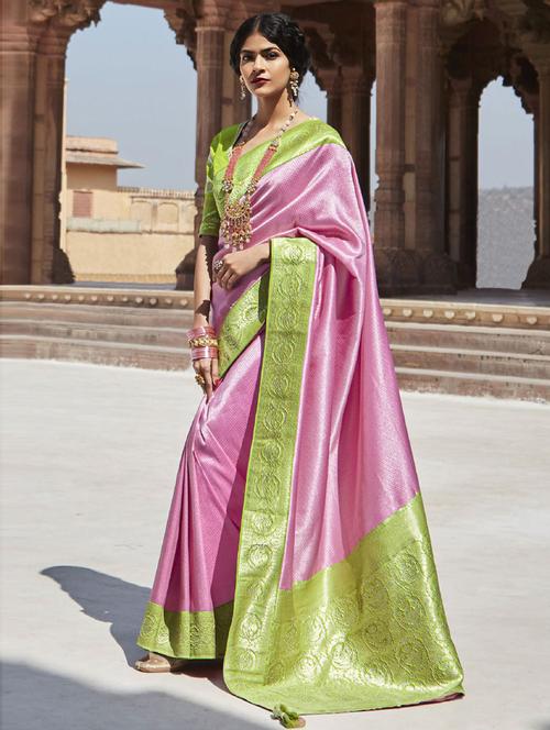 solid woven saree with blouse - 19506169 - Very Small Image - 1