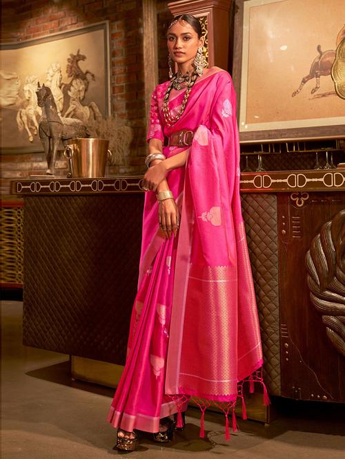 solid handloom saree with blouse - 19506174 - Very Small Image - 1