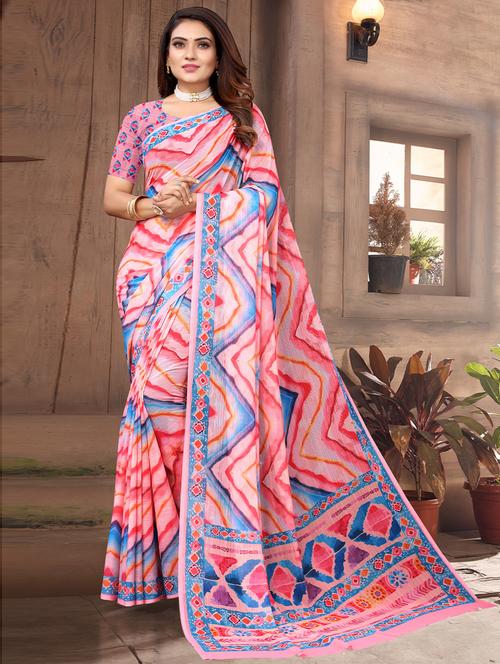 multi colored printed saree with blouse - 19506254 - Very Small Image - 1