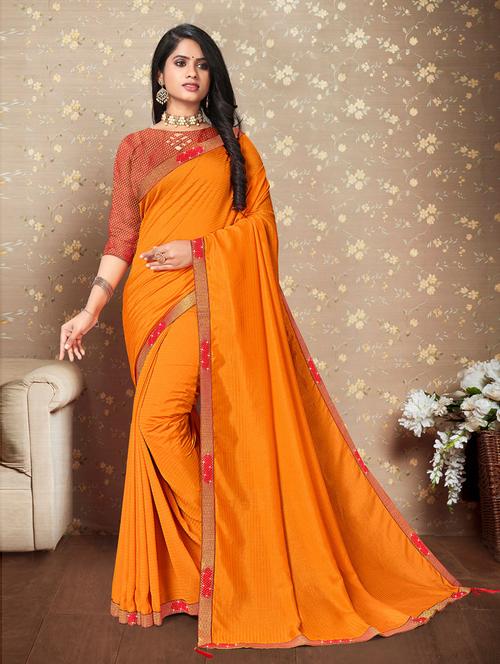 yellow silk plain saree with blouse - 19506279 - Very Small Image - 1
