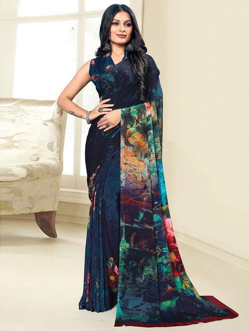 multi colored digital print saree with blouse - 19506293 - Very Small Image - 1