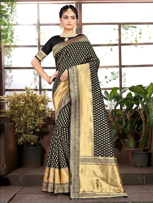 grey banarasi saree with blouse - 19506334 - Very Small Image - 1
