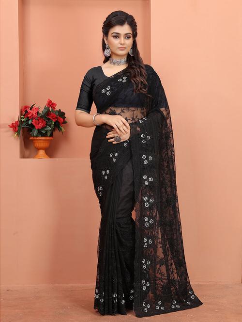 floral embroidered saree - 19506367 - Very Small Image - 1