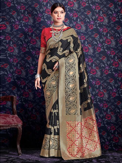 floral banarasi saree - 19506421 - Very Small Image - 1