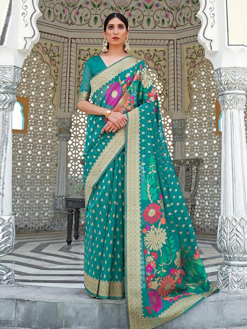 floral printed saree - 19506426 - Very Small Image - 1