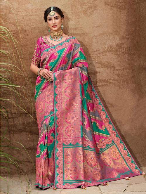 self-design printed saree with blouse - 19506435 - Very Small Image - 1