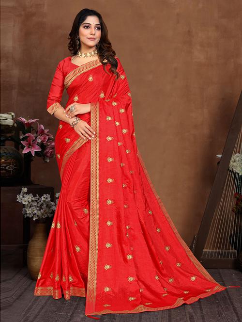 red silk woven saree - 19506465 - Very Small Image - 1