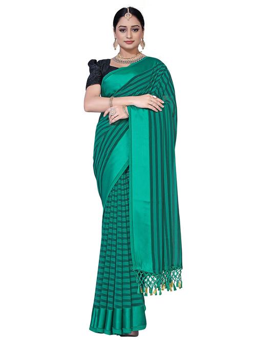 turquoise georgette striped saree - 19506565 - Very Small Image - 1