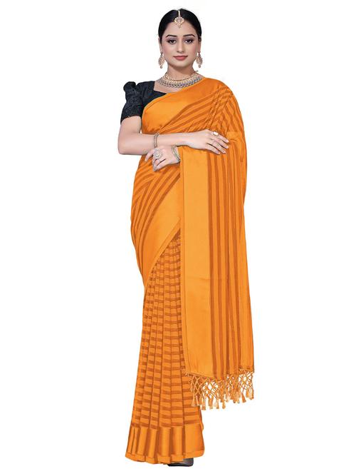 orange georgette woven striped saree - 19506570 - Very Small Image - 1