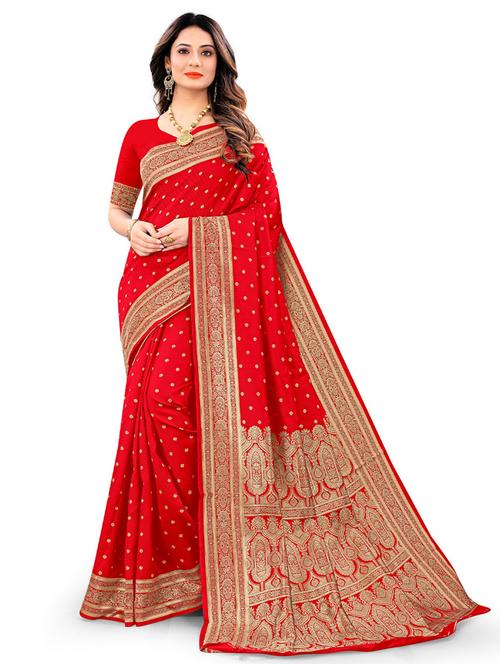 red silk woven saree with blouse - 19506579 - Very Small Image - 1