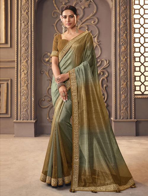 multi colored silk woven saree with blouse - 19506861 - Very Small Image - 1