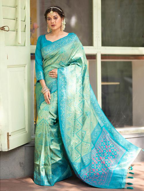 patola silk saree with blouse - 19507087 - Very Small Image - 1