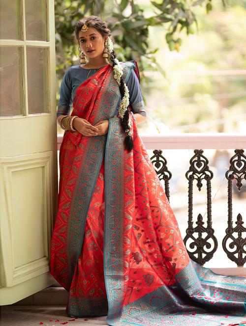patola silk saree with blouse - 19507089 - Very Small Image - 1
