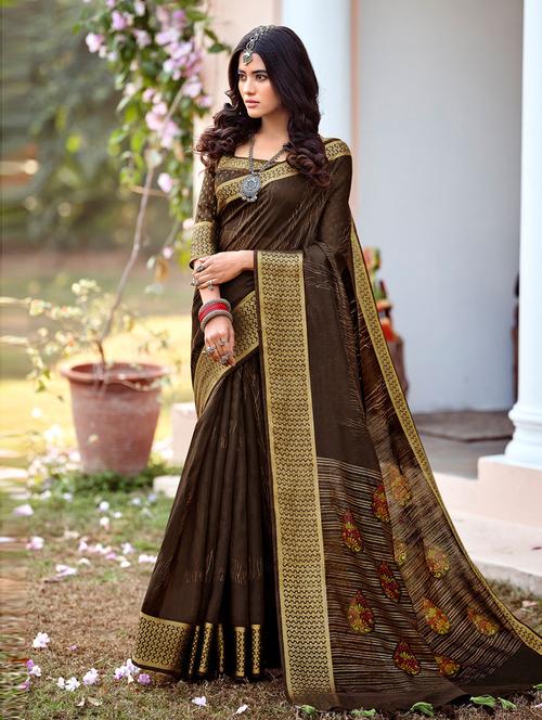 cotton woven saree with blouse - 19507122 - Very Small Image - 1