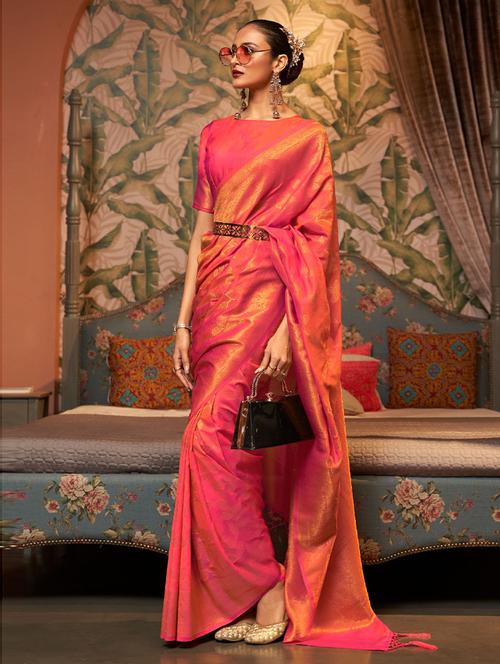 kanjivaram silk saree with blouse - 19507126 - Very Small Image - 1