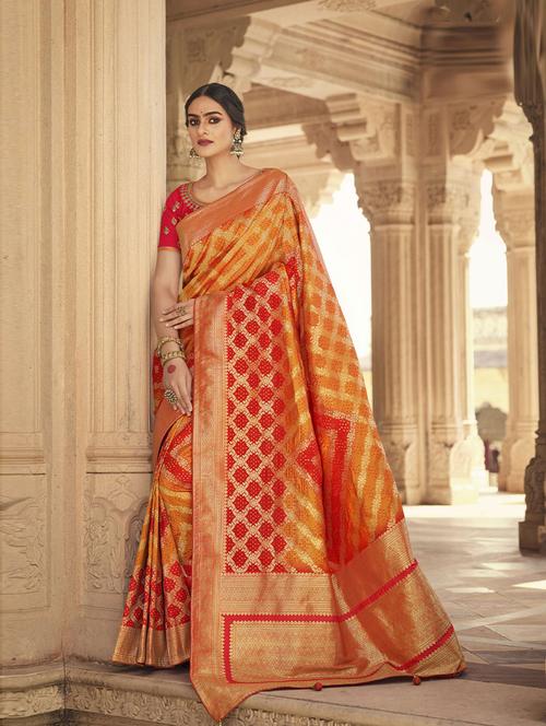 art silk woven saree with blouse - 19507139 - Very Small Image - 1