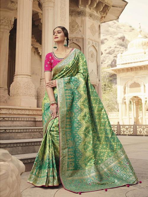 art silk woven saree with blouse - 19507144 - Very Small Image - 1