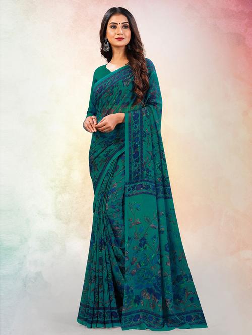 georgette printed saree with blouse - 19507164 - Very Small Image - 1