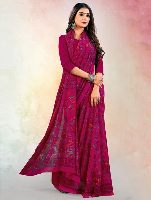 georgette printed saree with blouse - 19507165 - Very Small Image - 1