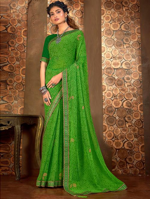 georgette printed saree with blouse - 19507170 - Very Small Image - 1