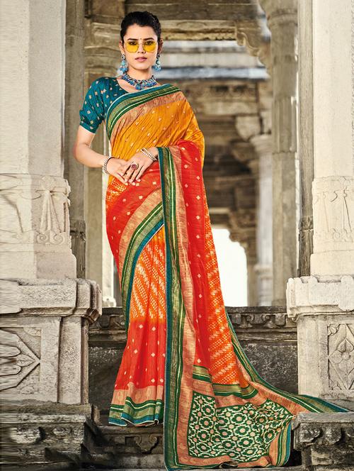 patola silk saree with blouse - 19507183 - Very Small Image - 1